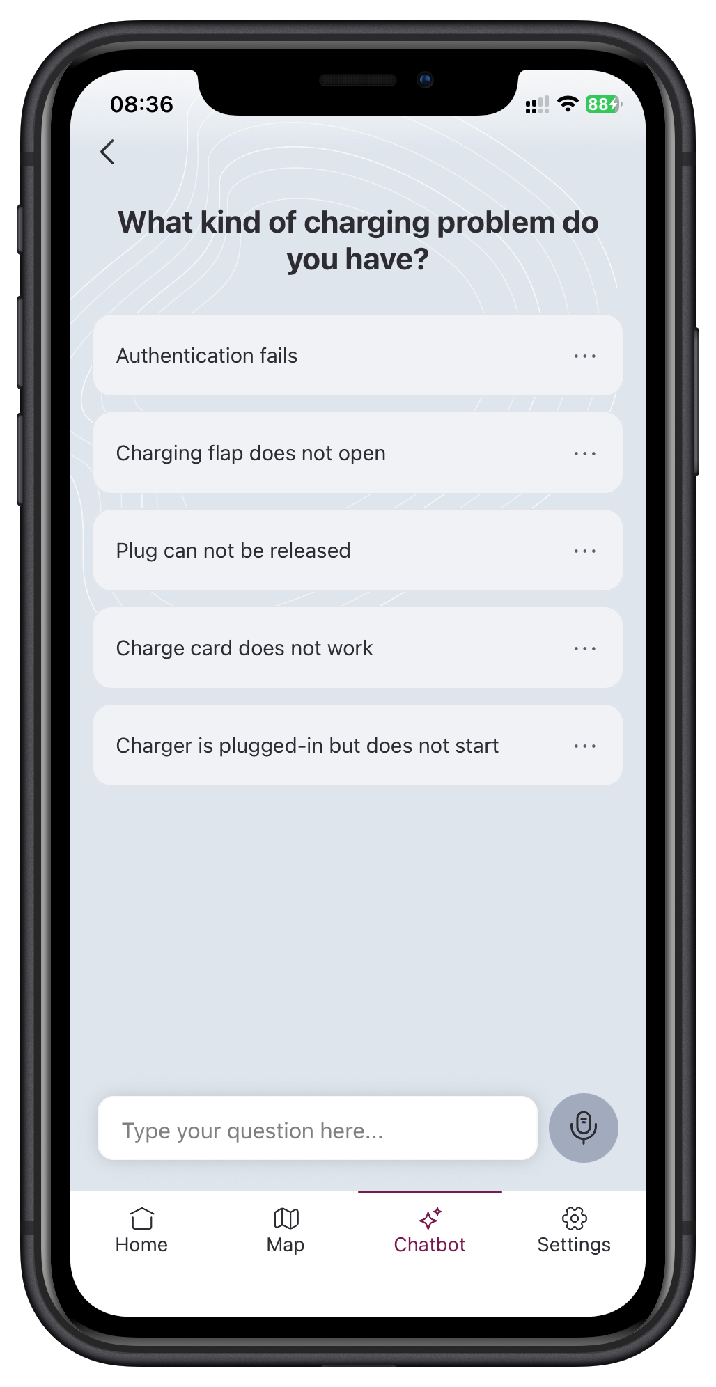 eBuddy support flow for a charging problem